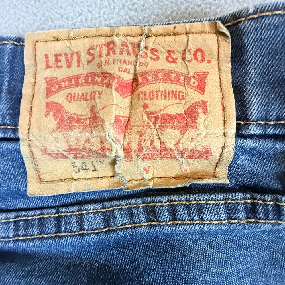 Levi's 541 Jeans Mens 43x8 Dark Wash Blue Denim Rugged Athletic Fit - Picture 12 of 13